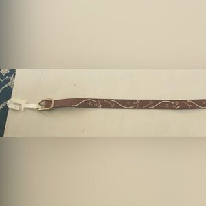 Time and Tru Brown Floral Embossed Belt with Gold Buckle